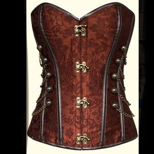 Stylish corset , brown  , size M/L adjustable leather, edge & antique hooks